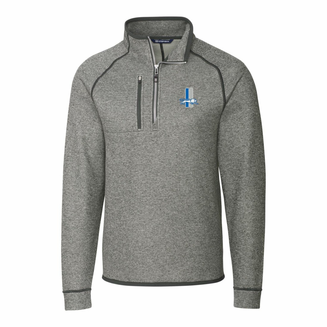 Detroit Lions Cutter & Buck Mainsail Sweater-Knit Big & Tall Half-Zip Pullover Jacket Heather Gray