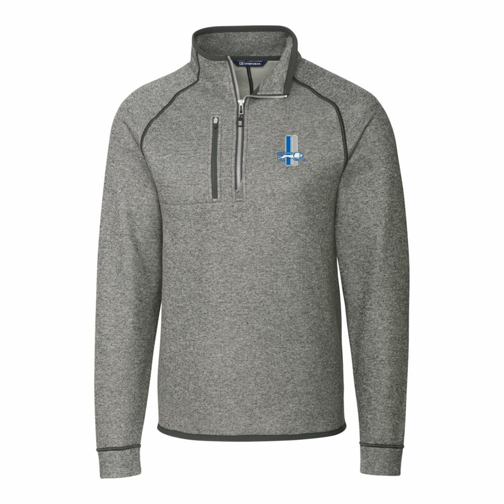 Detroit Lions Cutter & Buck Mainsail Sweater-Knit Big & Tall Half-Zip Pullover Jacket Heather Gray