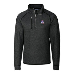New England Patriots Cutter & Buck Mainsail Sweater-Knit Big & Tall Half-Zip Pullover Jacket Heather Charcoal
