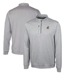 Cleveland Browns Cutter & Buck Stealth Heathered Big & Tall Throwback Logo Quarter-Zip Pullover Top Gray
