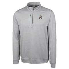 Cleveland Browns Cutter & Buck Stealth Heathered Big & Tall Throwback Logo Quarter-Zip Pullover Top Gray