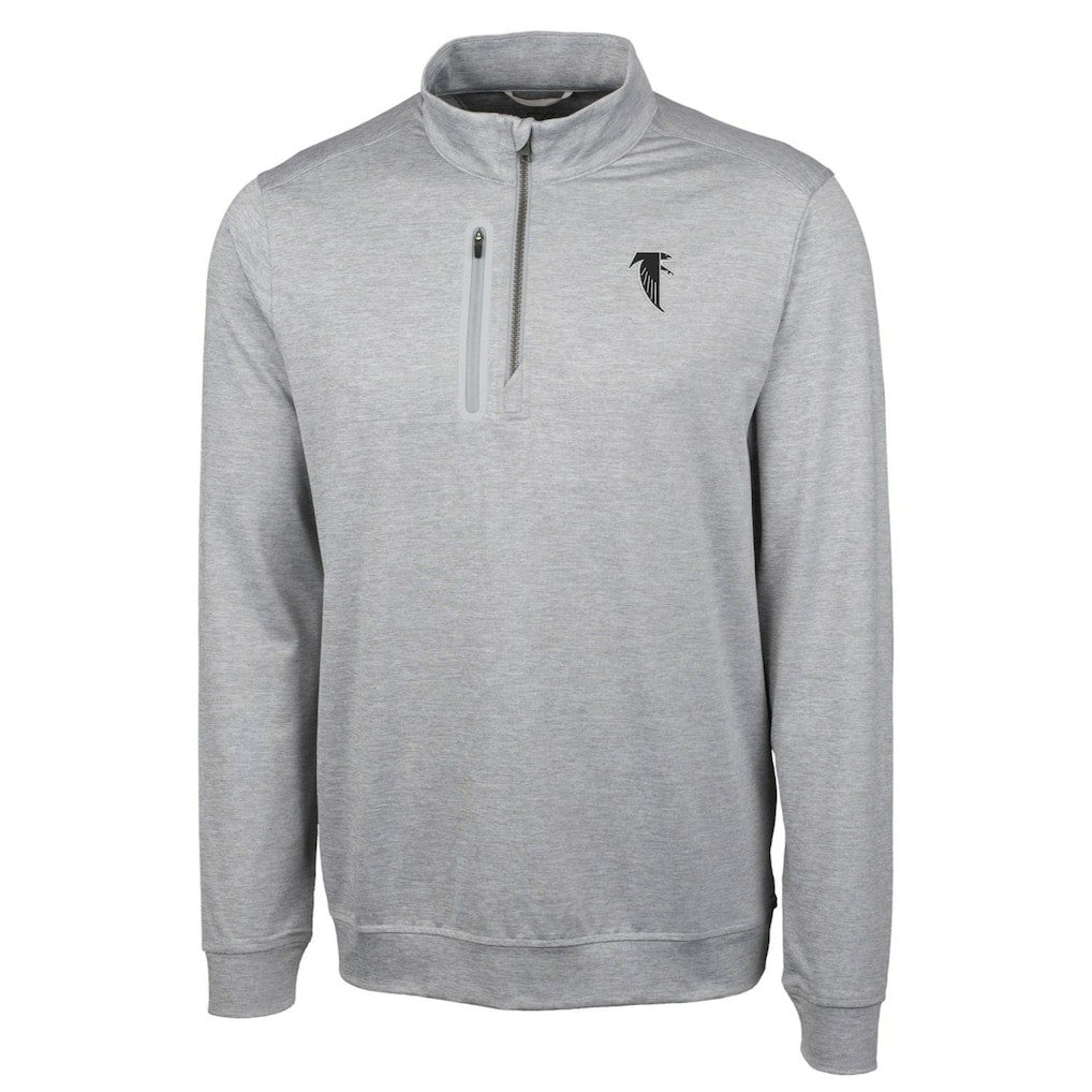 Atlanta Falcons Cutter & Buck Stealth Heathered Big & Tall Throwback Logo Quarter-Zip Pullover Top Gray