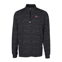 San Francisco 49ers Cutter & Buck Throwback Logo Big & Tall Traverse Camo Print Stretch Quarter-Zip Pullover Top Black