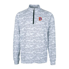 Denver Broncos Cutter & Buck Throwback Logo Big & Tall Traverse Camo Print Stretch Quarter-Zip Pullover Top Charcoal
