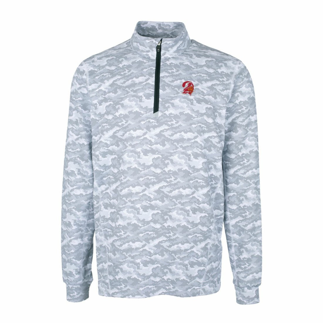 Tampa Bay Buccaneers Cutter & Buck Throwback Logo Big & Tall Traverse Camo Print Stretch Quarter-Zip Pullover Top Charcoal