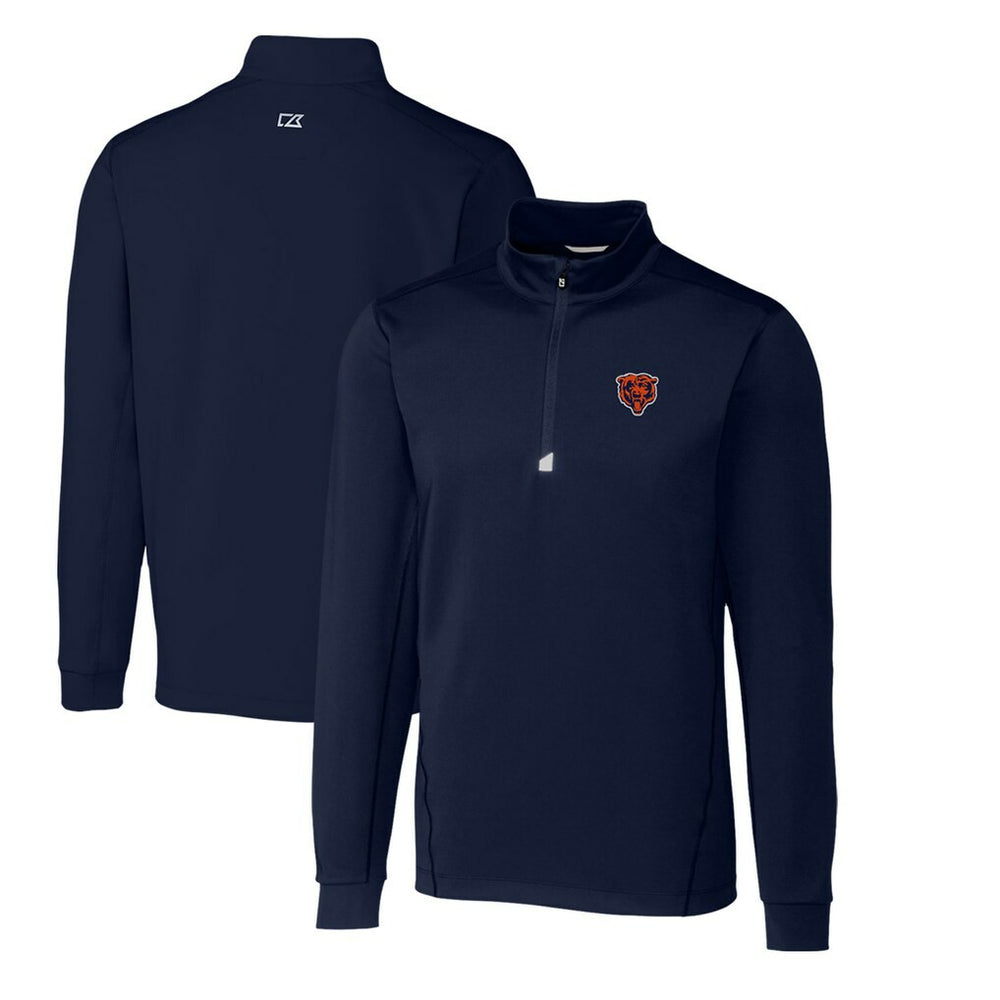 Chicago Bears Cutter & Buck Throwback Logo Traverse Stretch Quarter-Zip Big & Tall Pullover Top Navy