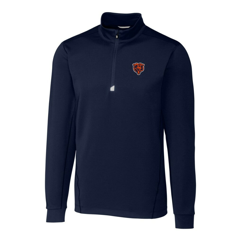 Chicago Bears Cutter & Buck Throwback Logo Traverse Stretch Quarter-Zip Big & Tall Pullover Top Navy