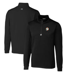 Miami Dolphins Cutter & Buck Throwback Logo Traverse Stretch Quarter-Zip Big & Tall Pullover Top Black