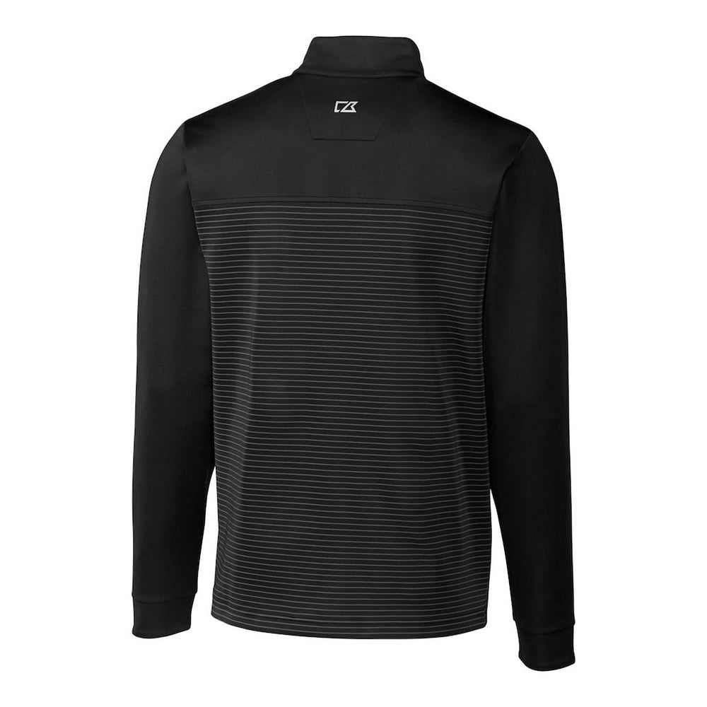 San Francisco 49ers Cutter & Buck Throwback Logo Traverse Stripe Stretch Quarter-Zip Big & Tall Pullover Top Black