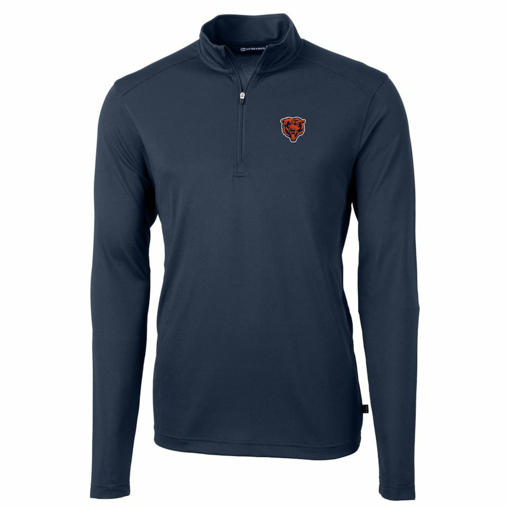 Chicago Bears Cutter & Buck Throwback Logo Virtue Eco Pique Recycled Quarter-Zip Big & Tall Pullover Top Navy