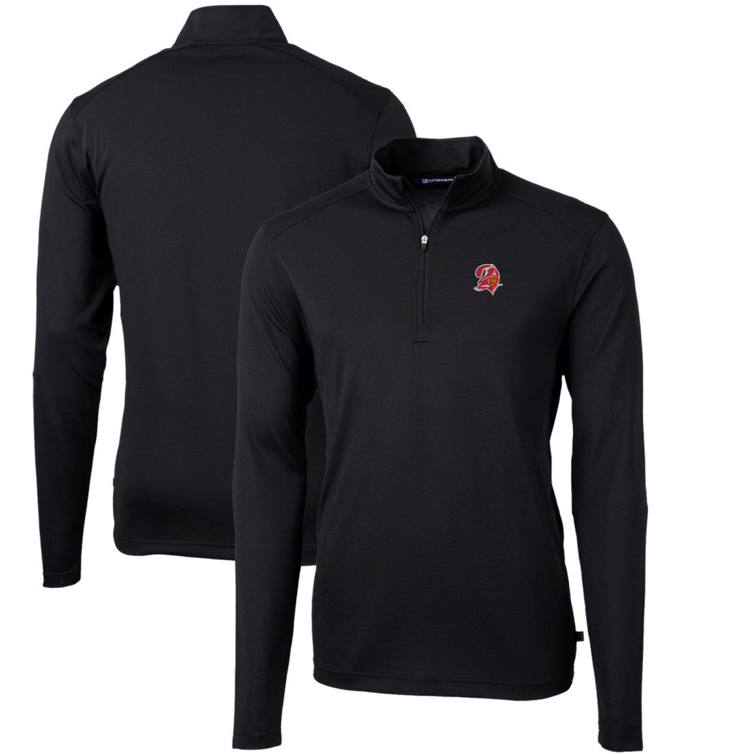 Tampa Bay Buccaneers Cutter & Buck Throwback Logo Virtue Eco Pique Recycled Quarter-Zip Big & Tall Pullover Top Black