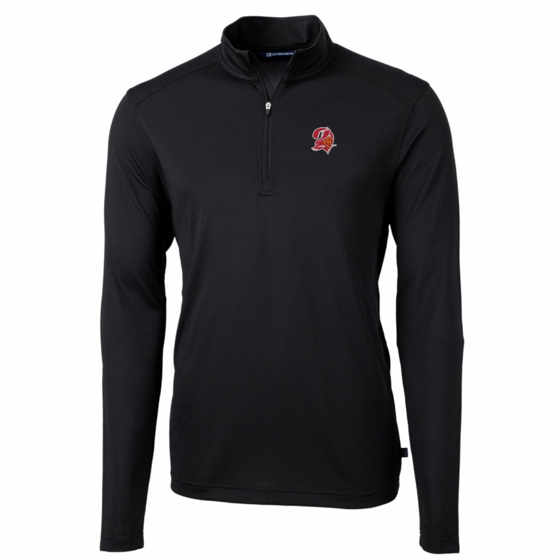 Tampa Bay Buccaneers Cutter & Buck Throwback Logo Virtue Eco Pique Recycled Quarter-Zip Big & Tall Pullover Top Black