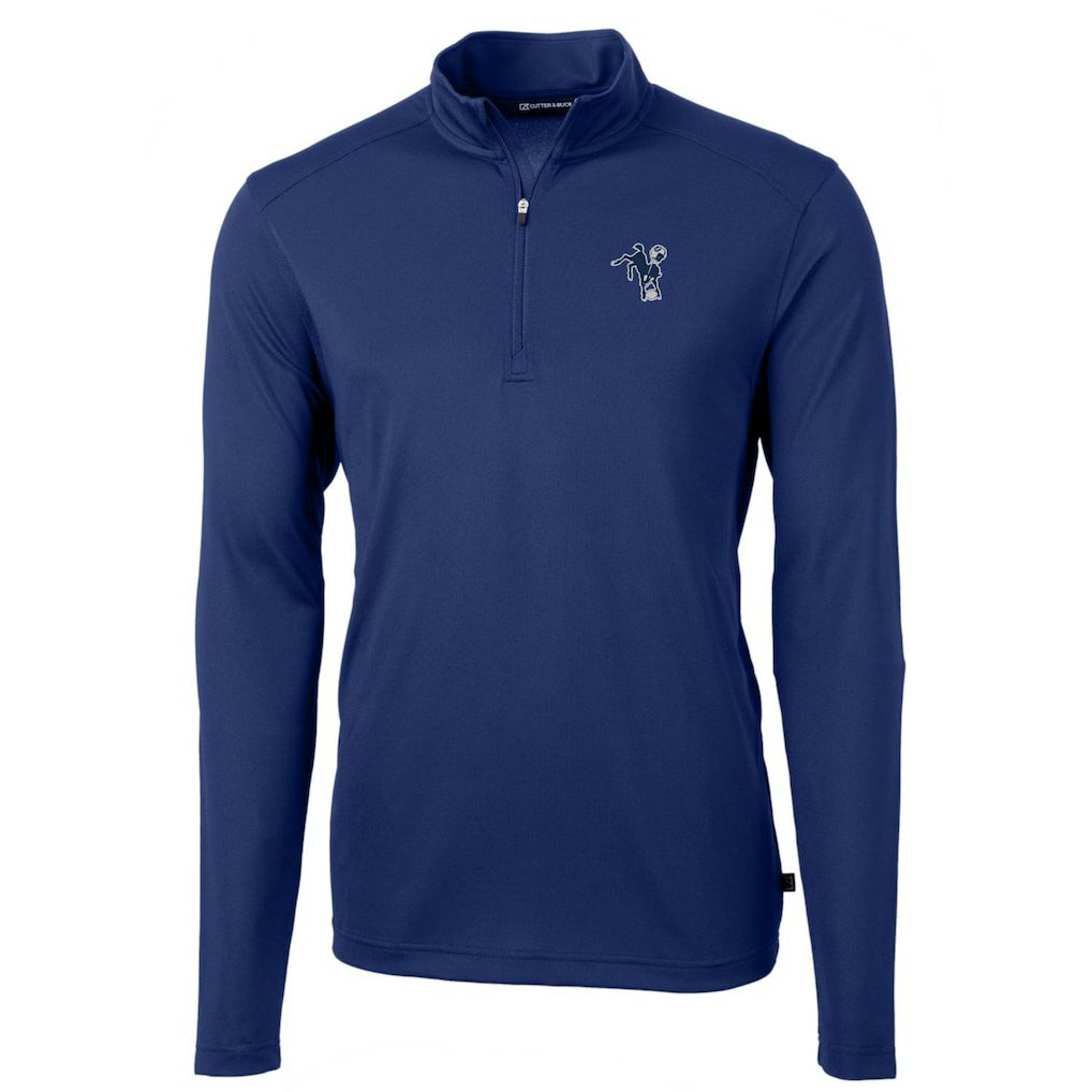 Indianapolis Colts Cutter & Buck Throwback Logo Virtue Eco Pique Recycled Quarter-Zip Big & Tall Pullover Top Royal