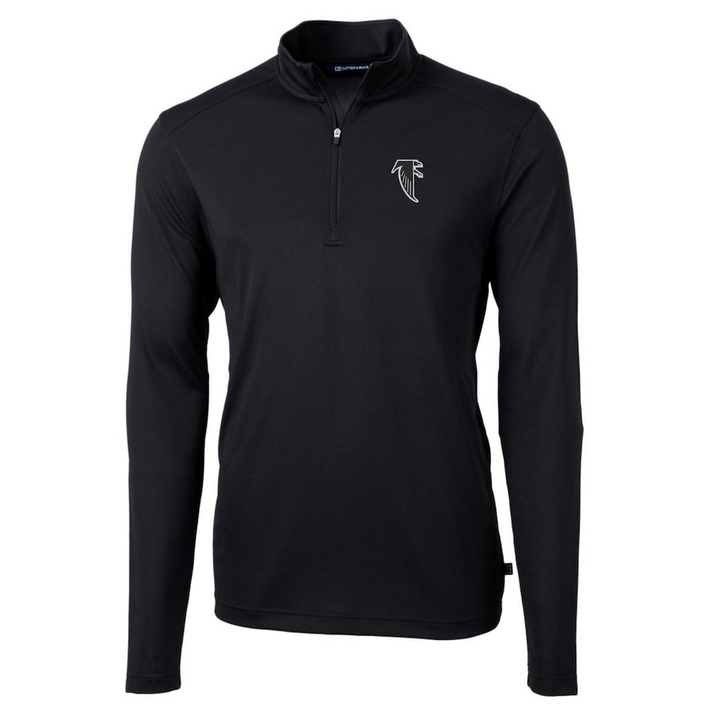 Atlanta Falcons Cutter & Buck Throwback Logo Virtue Eco Pique Recycled Quarter-Zip Big & Tall Pullover Top Black