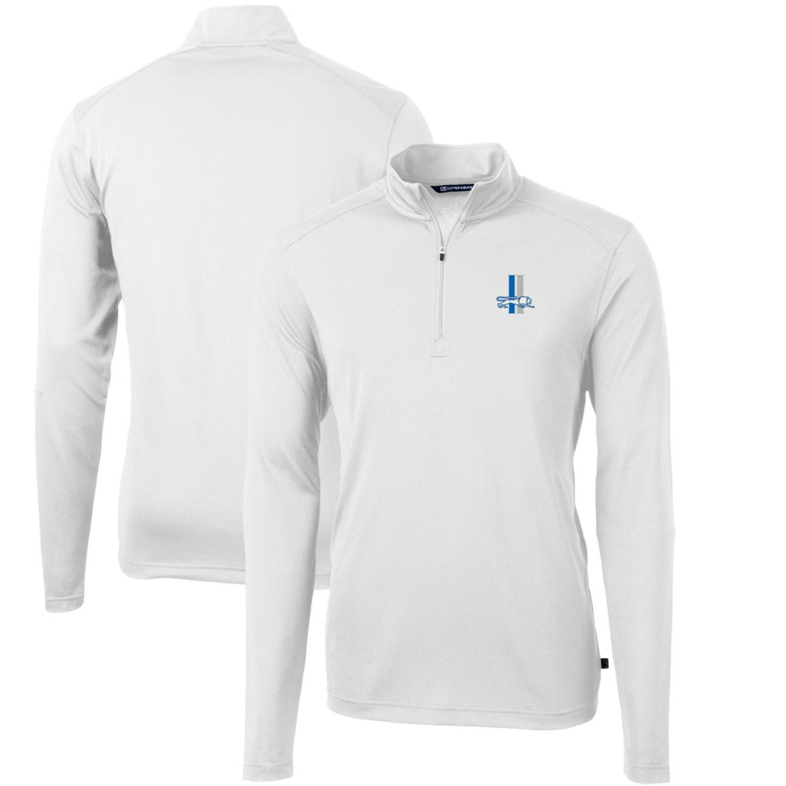 Detroit Lions Cutter & Buck Throwback Logo Virtue Eco Pique Recycled Quarter-Zip Big & Tall Pullover Top White