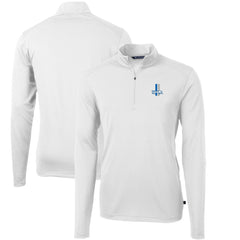 Detroit Lions Cutter & Buck Throwback Logo Virtue Eco Pique Recycled Quarter-Zip Big & Tall Pullover Top White