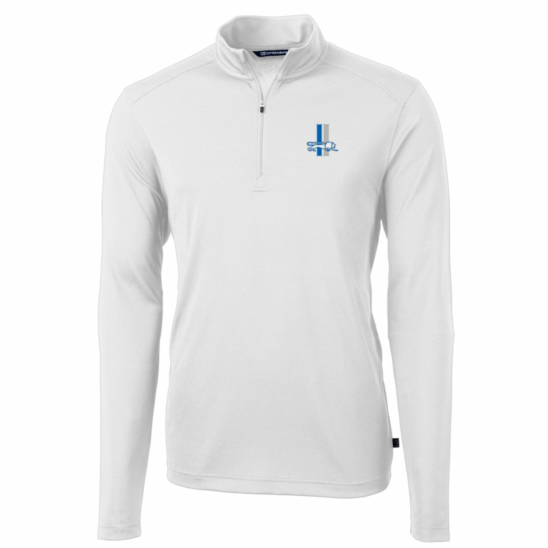 Detroit Lions Cutter & Buck Throwback Logo Virtue Eco Pique Recycled Quarter-Zip Big & Tall Pullover Top White