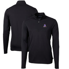 New England Patriots Cutter & Buck Throwback Logo Virtue Eco Pique Recycled Quarter-Zip Big & Tall Pullover Top Black