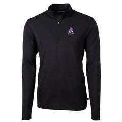 New England Patriots Cutter & Buck Throwback Logo Virtue Eco Pique Recycled Quarter-Zip Big & Tall Pullover Top Black