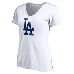 Los Angeles Dodgers Women's Official Logo V-Neck T-Shirt - White - MLB on Sale