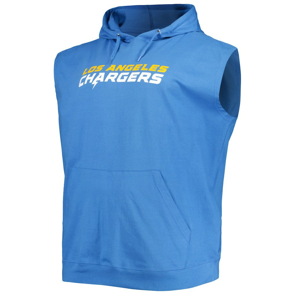 Justin Herbert Los Angeles Chargers Profile Big & Tall Muscle Pullover Hoodie Powder Blue