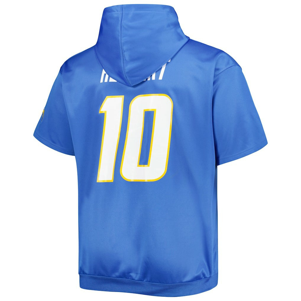 Justin Herbert Los Angeles Chargers Big & Tall Short Sleeve Pullover Hoodie Powder Blue
