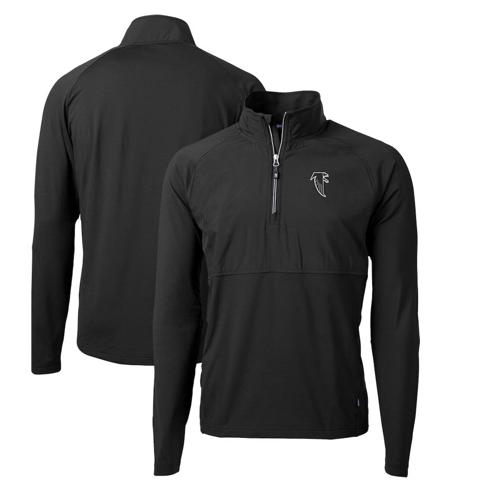 Atlanta Falcons Cutter & Buck Adapt Eco Knit Hybrid Recycled Quarter-Zip Throwback Pullover Top Black