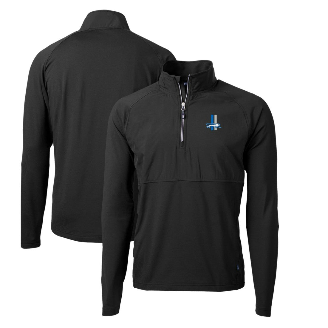Detroit Lions Cutter & Buck Adapt Eco Knit Hybrid Recycled Quarter-Zip Throwback Pullover Top Black