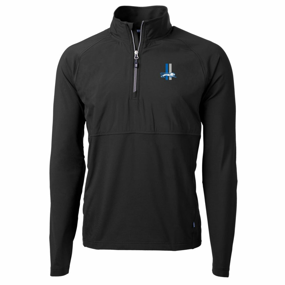 Detroit Lions Cutter & Buck Adapt Eco Knit Hybrid Recycled Quarter-Zip Throwback Pullover Top Black
