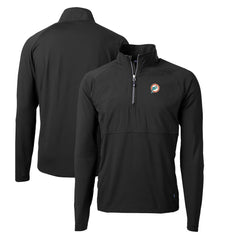 Miami Dolphins Cutter & Buck Adapt Eco Knit Hybrid Recycled Quarter-Zip Throwback Pullover Top Black