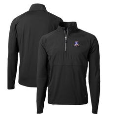 New England Patriots Cutter & Buck Adapt Eco Knit Hybrid Recycled Quarter-Zip Throwback Pullover Top Black