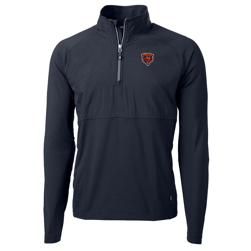 Chicago Bears Cutter & Buck Adapt Eco Knit Hybrid Recycled Quarter-Zip Throwback Pullover Top Navy