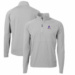 New England Patriots Cutter & Buck Adapt Eco Knit Hybrid Recycled Quarter-Zip Throwback Pullover Top Gray