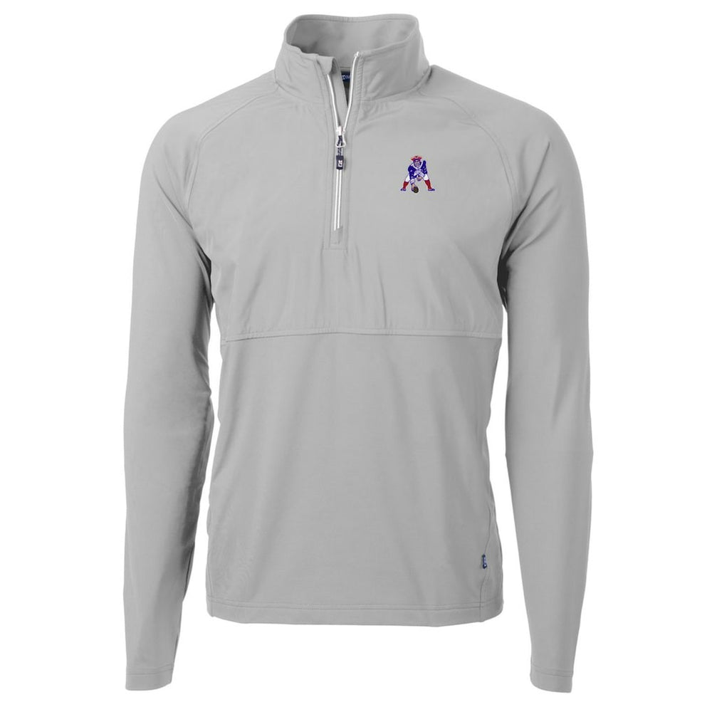 New England Patriots Cutter & Buck Adapt Eco Knit Hybrid Recycled Quarter-Zip Throwback Pullover Top Gray