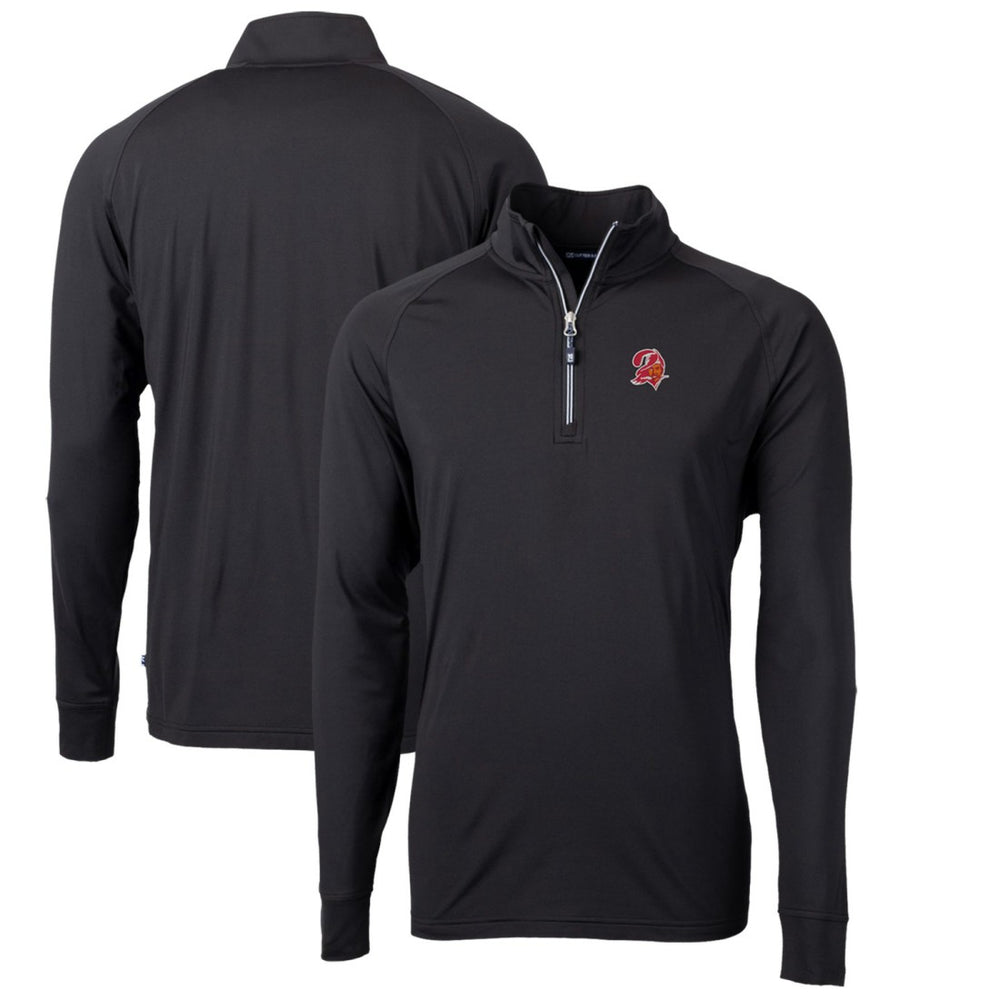 Tampa Bay Buccaneers Cutter & Buck Adapt Eco Knit Stretch Recycled Quarter-Zip Throwback Pullover Top Black