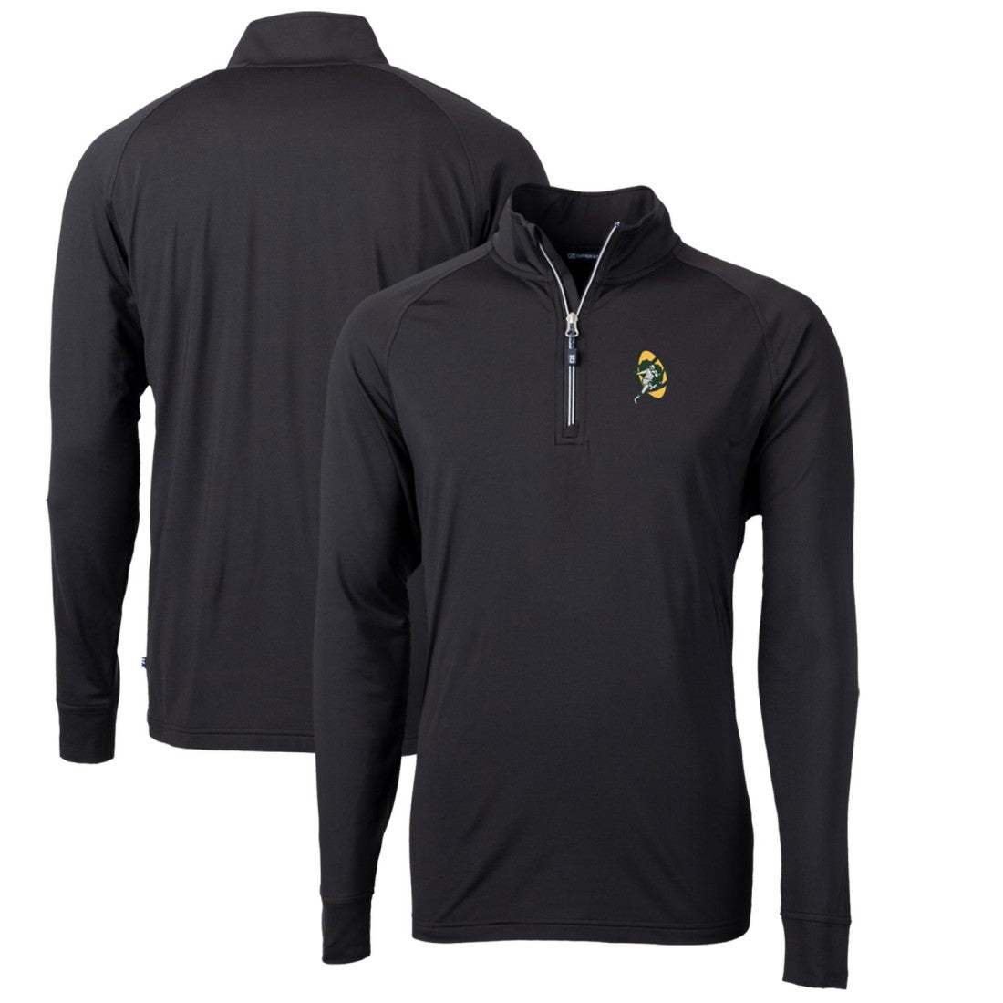 Green Bay Packers Cutter & Buck Adapt Eco Knit Stretch Recycled Quarter-Zip Throwback Pullover Top Black