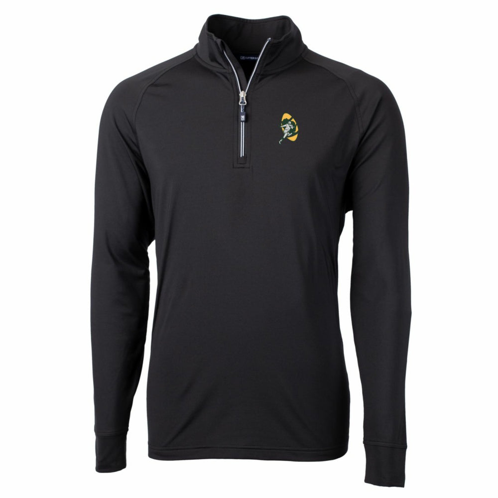 Green Bay Packers Cutter & Buck Adapt Eco Knit Stretch Recycled Quarter-Zip Throwback Pullover Top Black