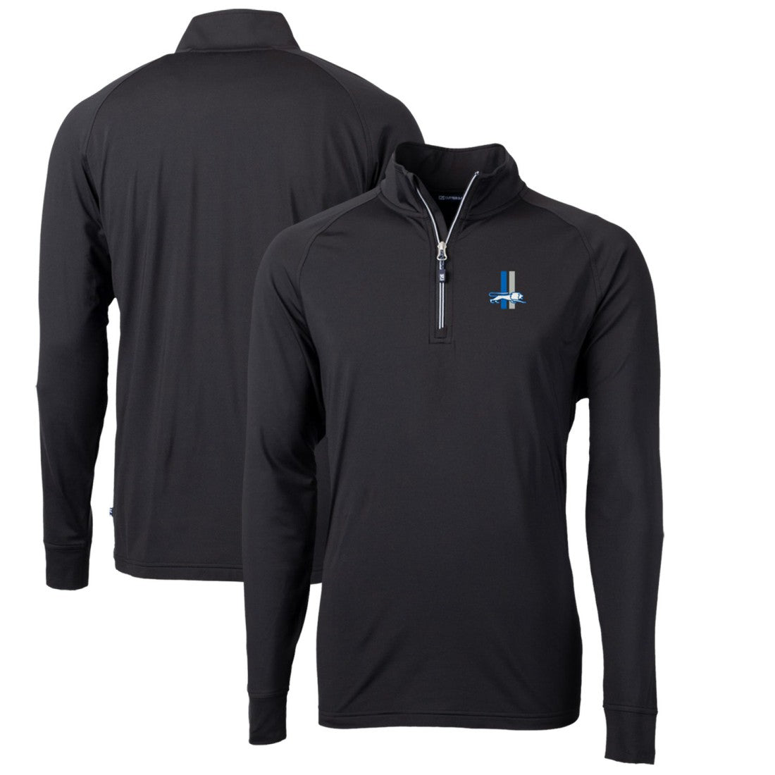 Detroit Lions Cutter & Buck Adapt Eco Knit Stretch Recycled Quarter-Zip Throwback Pullover Top Black