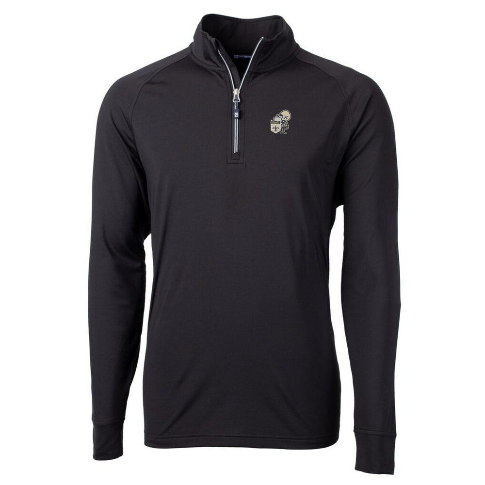 New Orleans Saints Cutter & Buck Adapt Eco Knit Stretch Recycled Quarter-Zip Throwback Pullover Top Black