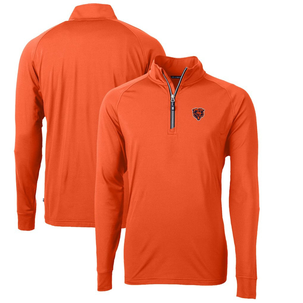 Chicago Bears Cutter & Buck Adapt Eco Knit Stretch Recycled Quarter-Zip Throwback Pullover Top Orange