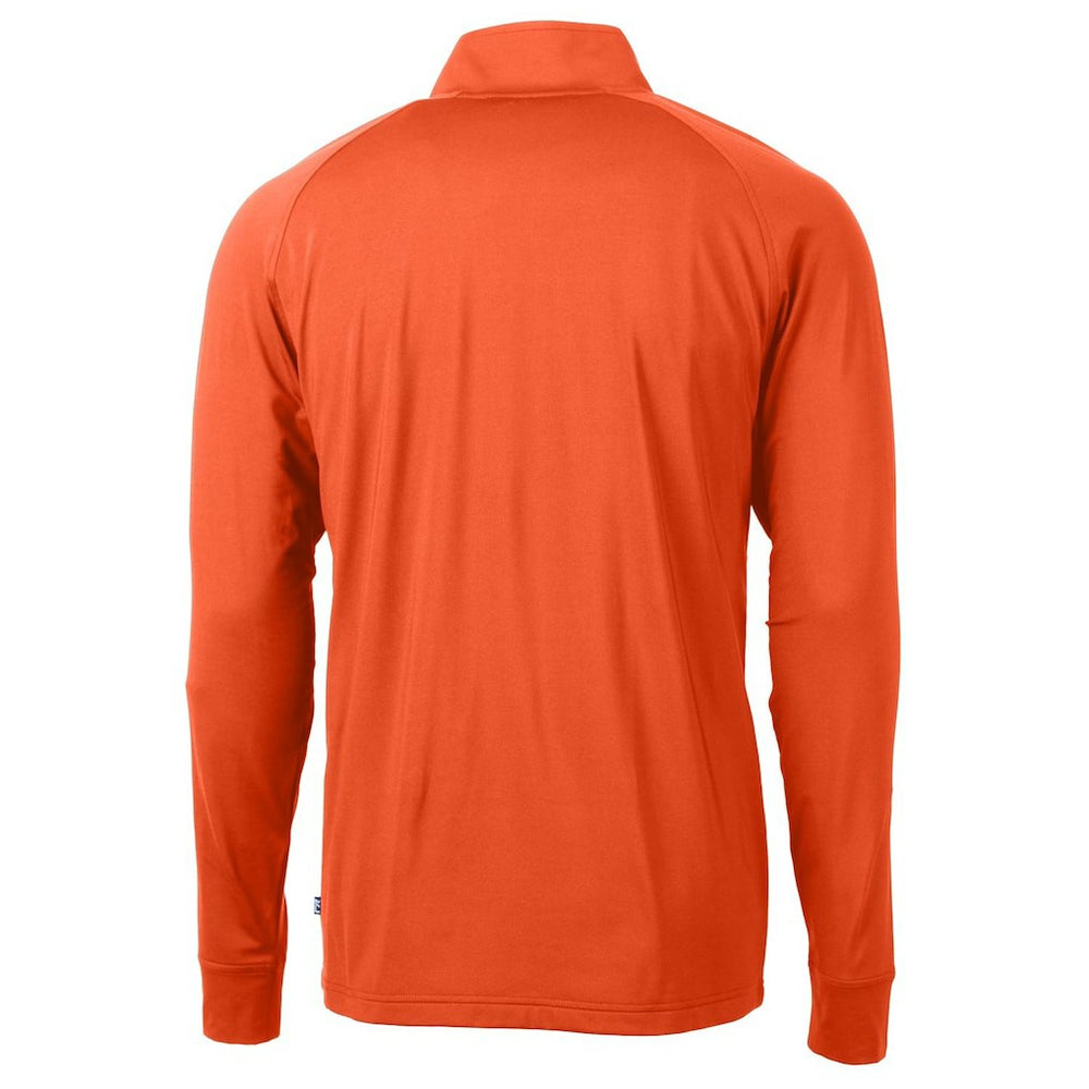 Chicago Bears Cutter & Buck Adapt Eco Knit Stretch Recycled Quarter-Zip Throwback Pullover Top Orange