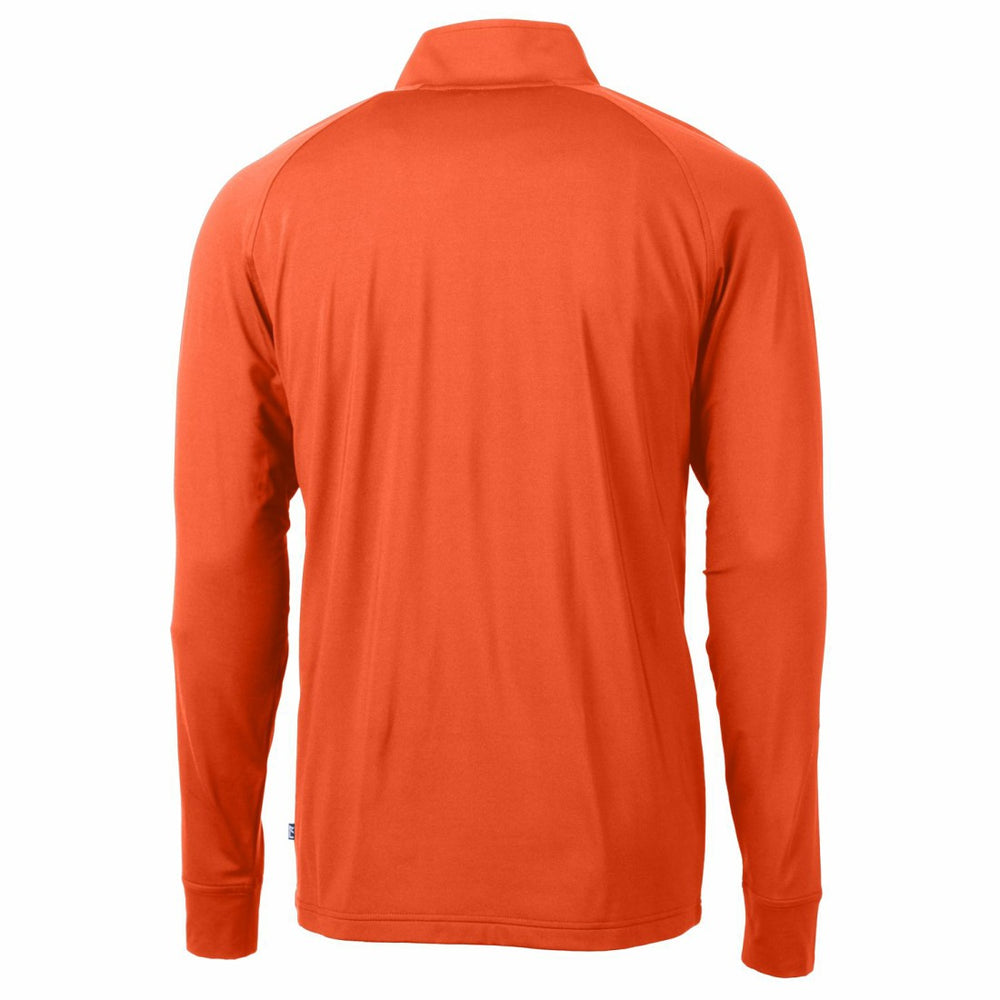 Denver Broncos Cutter & Buck Adapt Eco Knit Stretch Recycled Quarter-Zip Throwback Pullover Top Orange