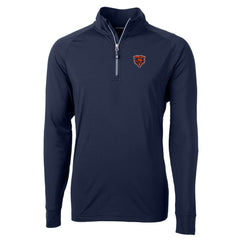 Chicago Bears Cutter & Buck Adapt Eco Knit Stretch Recycled Quarter-Zip Throwback Pullover Top Navy