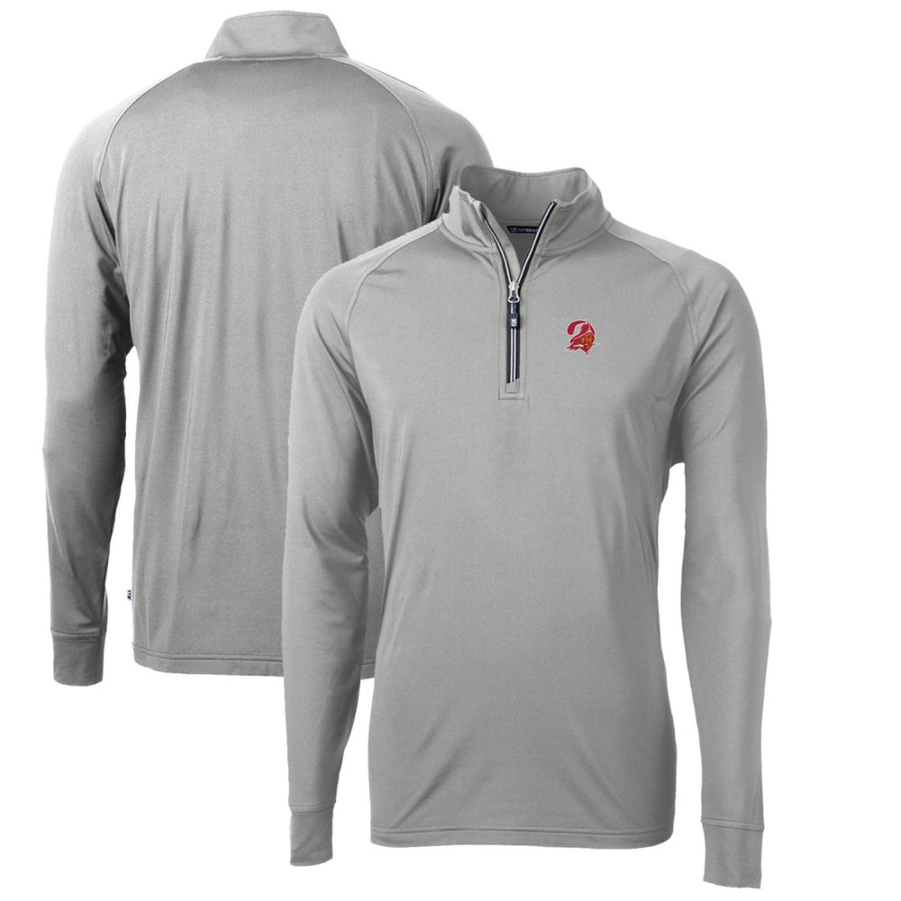 Tampa Bay Buccaneers Cutter & Buck Adapt Eco Knit Stretch Recycled Quarter-Zip Throwback Pullover Top Pewter