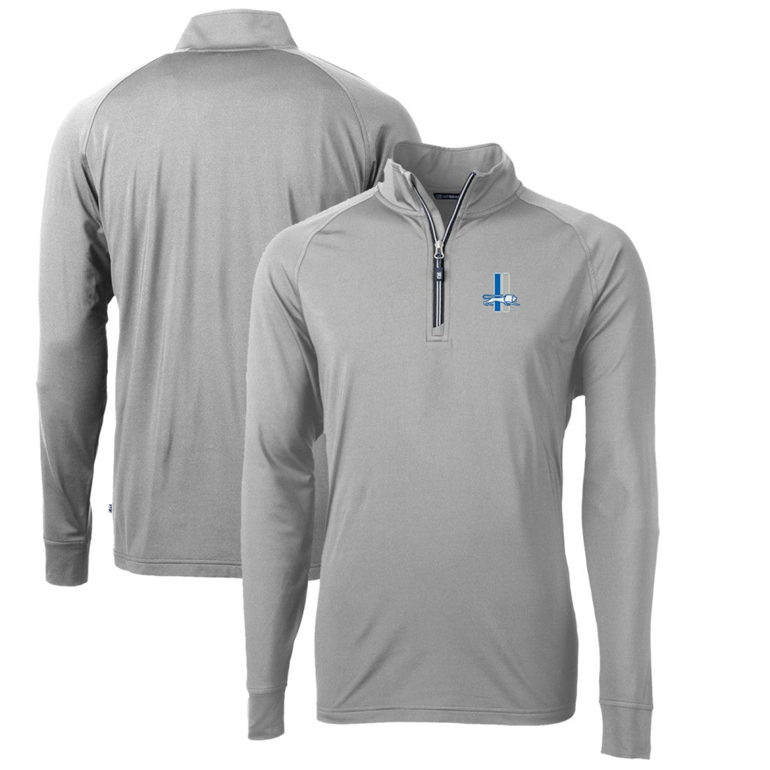 Detroit Lions Cutter & Buck Adapt Eco Knit Stretch Recycled Quarter-Zip Throwback Pullover Top Gray