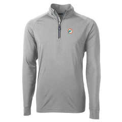 Miami Dolphins Cutter & Buck Adapt Eco Knit Stretch Recycled Quarter-Zip Throwback Pullover Top Gray