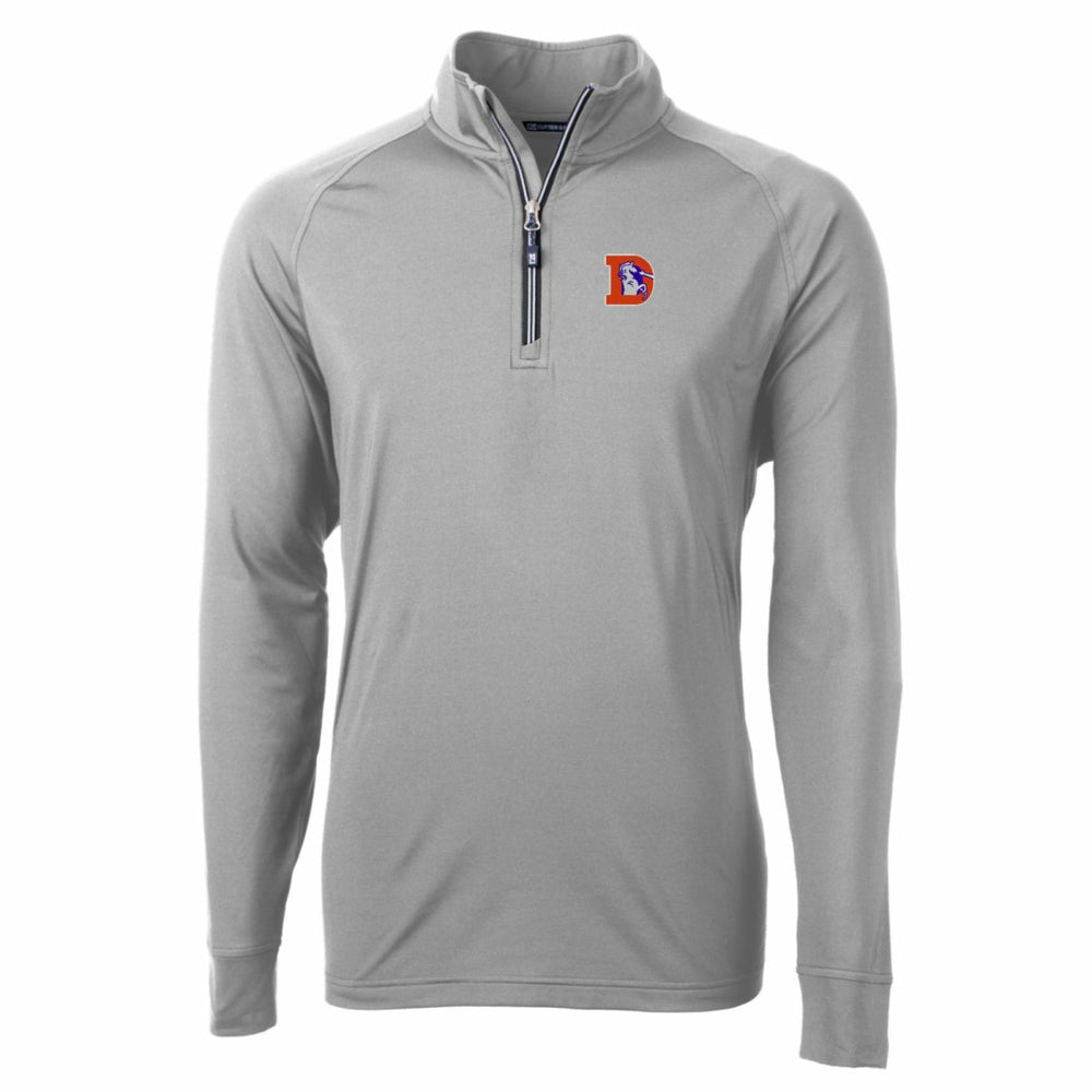 Denver Broncos Cutter & Buck Adapt Eco Knit Stretch Recycled Quarter-Zip Throwback Pullover Top Gray