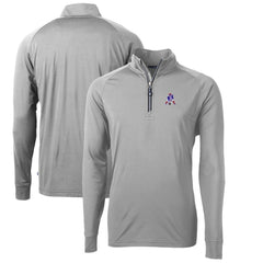 New England Patriots Cutter & Buck Adapt Eco Knit Stretch Recycled Quarter-Zip Throwback Pullover Top Gray