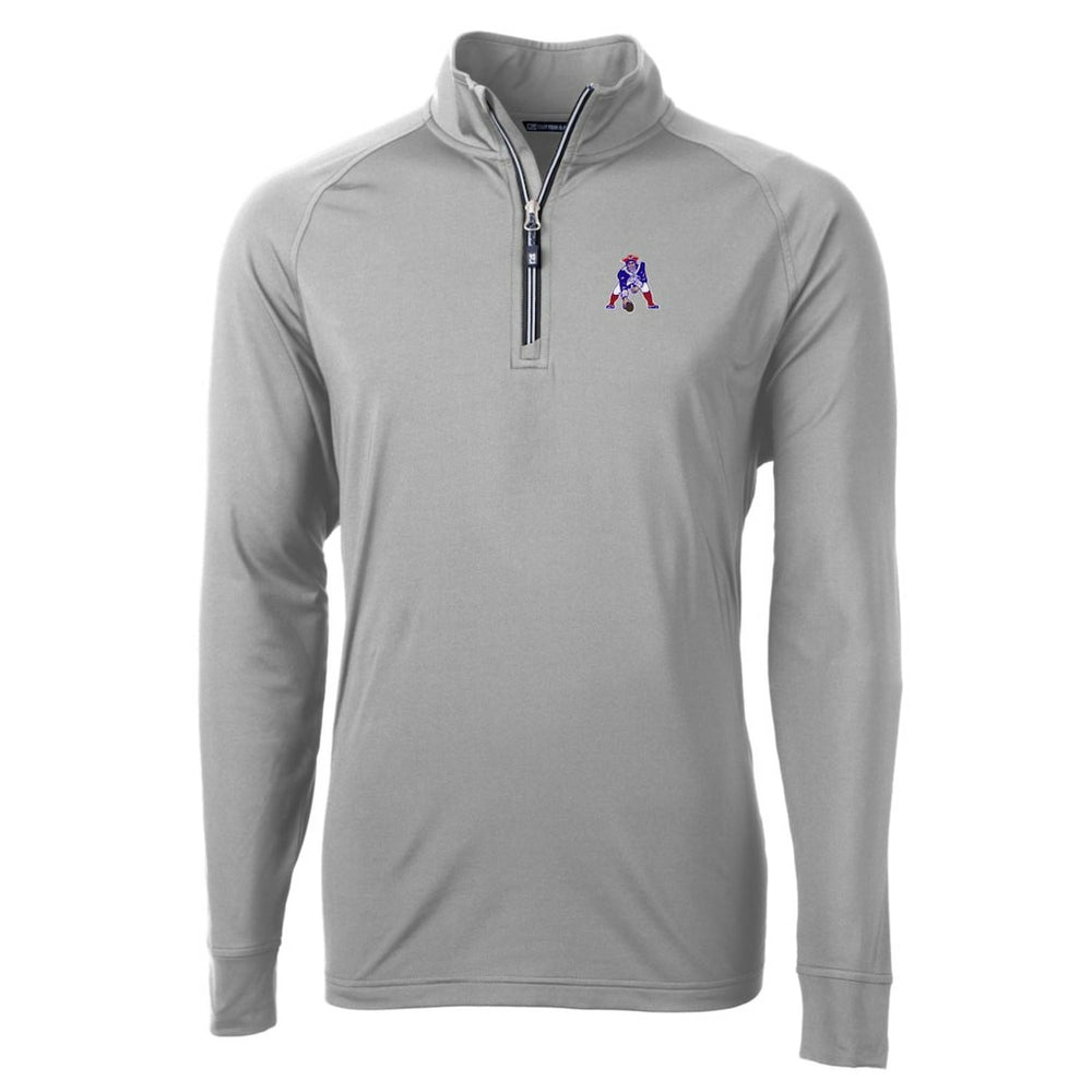 New England Patriots Cutter & Buck Adapt Eco Knit Stretch Recycled Quarter-Zip Throwback Pullover Top Gray