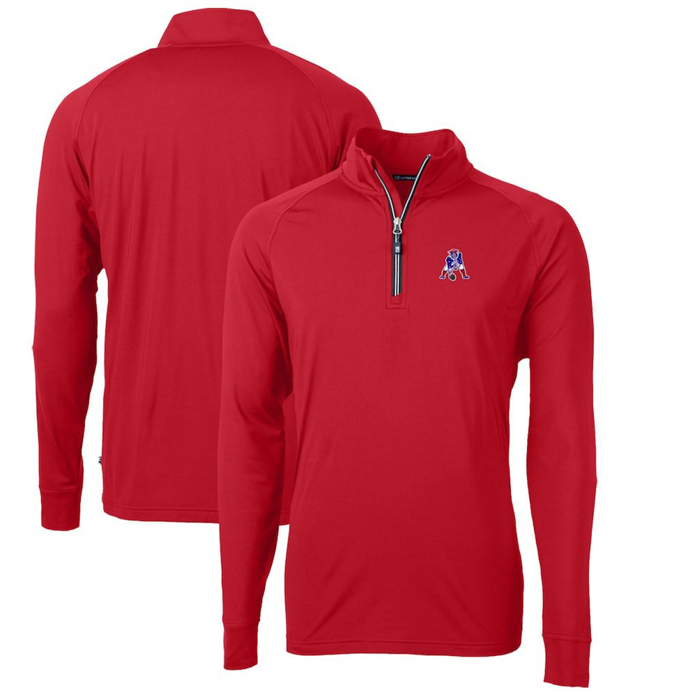 New England Patriots Cutter & Buck Adapt Eco Knit Stretch Recycled Quarter-Zip Throwback Pullover Top Red